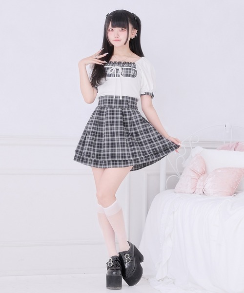 Pal elfy tシャツ 半袖 エプロンデザインリボントップス レディース 