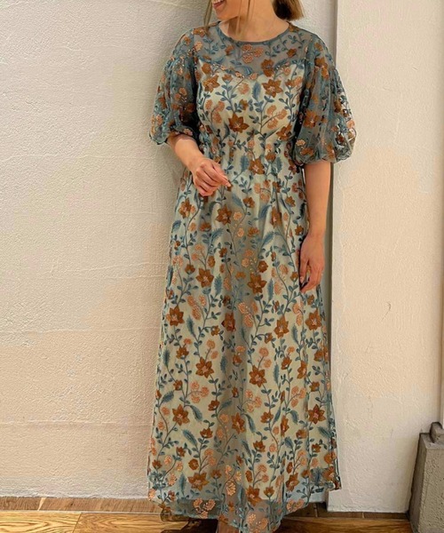 「Dorry Doll」 半袖ワンピース LARGE ブルー レディース_画像5