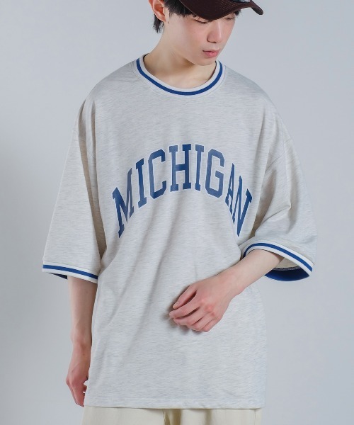 スウェット カレッジロゴ プリント 半袖 スウェット リンガーTシャツ2,970円