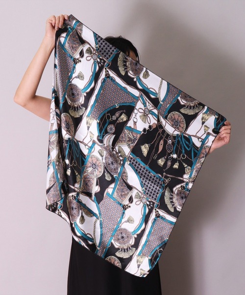 BAYBLO スカーフ バンダナ (CR)「ユニセックス」タッセル 柄 プリント