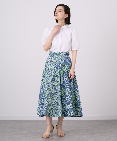 ANAYI スカート ボタニカルフラワープリントフレア : ZOZOTOWN Yahoo