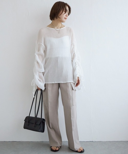 ブラウス シャツ シアースリーブ ブラウス レディース DRESSTERIOR ブラウス シャツ 「シアーシャツ/フレアスリーブ