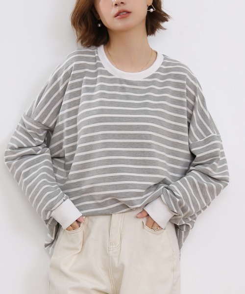 Y*I様 SUNDAYS BEST ボーダーロンT ブラウン tシャツ ボーダーゆるロングTシャツ レディース : ZOZOTOWN Yahoo!店