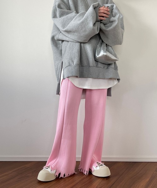 wee9s（ウィークス） スウェットパンツ ジャージ fringe knit flare