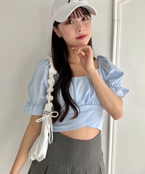 ブラウス シャツ バックリボンスクエアネックライントップス レディース Loueme ブラウス シャツ バックリボンスクエアネックブラウス