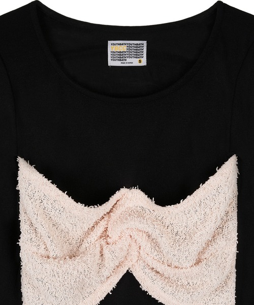 tシャツ A'GEM/9 × .kom 「youthbath/ユースバス」 RIBBON LONG SLEEVE/リボン長袖カットソー レディース youthbath tシャツ A'GEM/9 × .kom 「youthbath/ユースバス