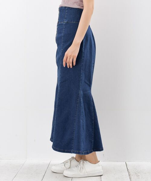 スカート デニム ストレッチデニムZIP前開きマーメイドスカート  