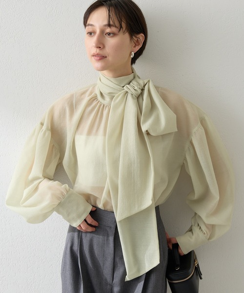 オーガンザボウタイブラウス 新品未使用 Whim Gazette ブラウス シャツ オーガンザボウブラウス