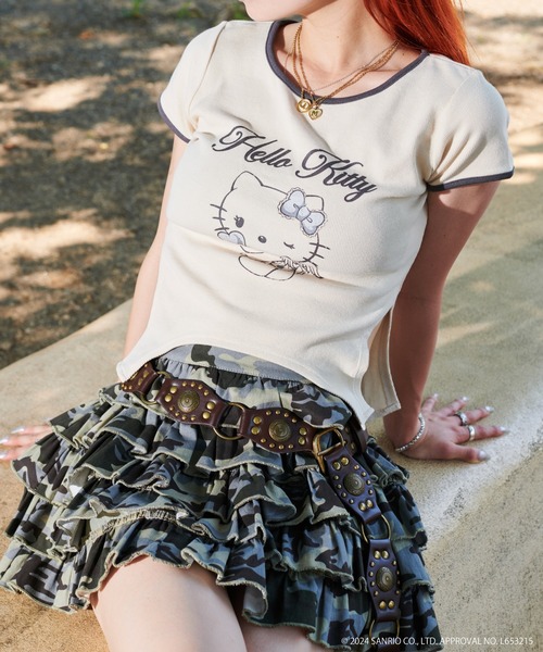 sedacle girl tシャツ 「HELLO KITTY」ガーターデザイントップス
