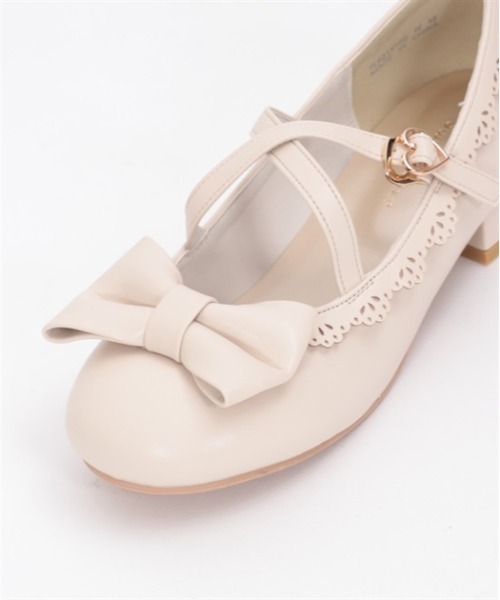 axes femme kwaii　リボンスカラップパンプス　サックス　Mサイズ axes femme kawaii リボンスカラップ配色シューズ ワイン M