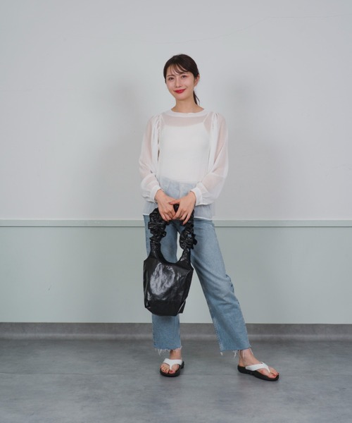 HELOYSE フリルトートバッグ ベージュ HELOYSE トートバッグ 「HELOYSE/エロイーズ」ギャザーフリル