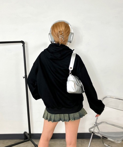 non-hedge パーカー シルバーロゴハーフジップビッグパーカー