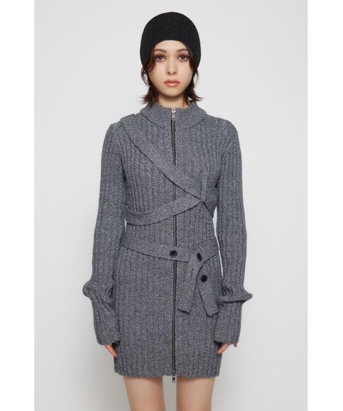 LAGUA GEM TAILOR PLEATS ワンピース グレー LAGUA GEM（ラグアジェム） ワンピース WRAP TIE ミニワンピース