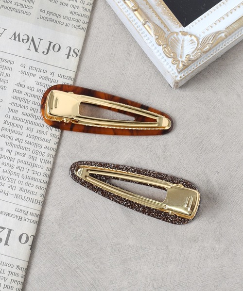 Flowering（フラワーリング） ヘアピン 「2個セット」べっ甲風×ラメ