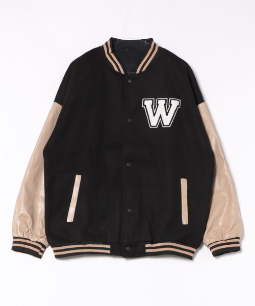 Sakka スタジャン PUレザー切替 ワッペン スタジャン メンズ