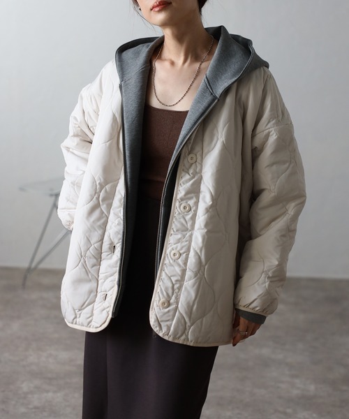 Fizz（フィズ） ジャケット ノーカラージャケット ウェーブキルトノー