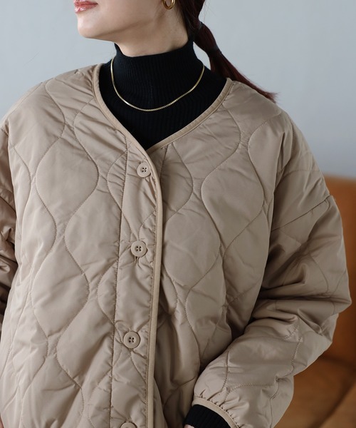 Fizz（フィズ） ジャケット ノーカラージャケット ウェーブキルトノー