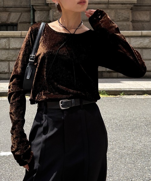 NOGLE tシャツ 「NOGLE/ノグル」シアーベロアプルオーバー レディース