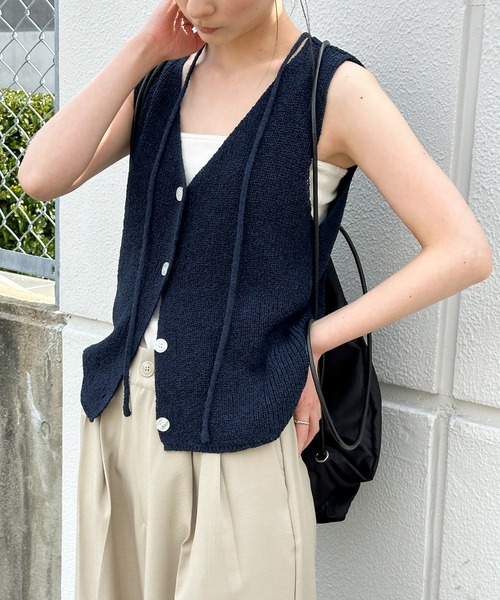 select MOCA（セレクトモカ） ベスト ジレ ループタイVネックニット