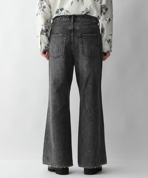 フレアデニム ワイド バギー 古着 ダメージデニム ブラック VELNUS】【12oz】 Vintage design damaged wide baggy denim