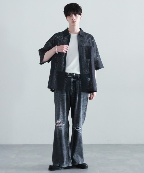 ヴィンテージ バギー フレアスラックス Camphor wood スラックス 2tuck super baggy slacks / 2タック