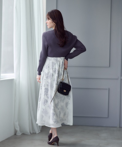 12Twelve Agenda ワンピース 花柄ドッキングニットワンピース