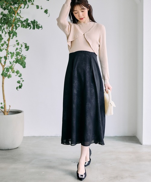 12Twelve Agenda ワンピース 花柄ドッキングニットワンピース