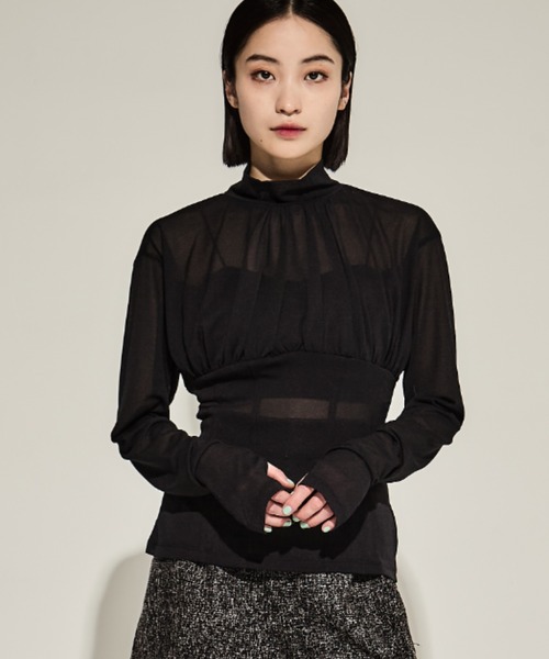 tシャツ 「JOHN LAWRENCE SULLIVAN/ジョンローレンスサリバン」JERSEY CORSET GATHERED TOP/シアートップ