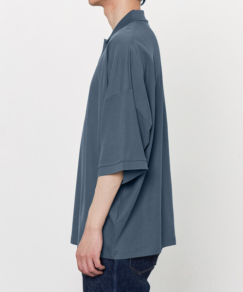 【美品】handvaerkコットンピケ ビッグポロシャツ M ブラック handvaerk | コットンピケ ビッグポロシャツ MEN