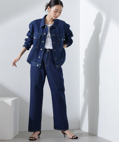 [NANO universe] Denim брюки 38 темный темно-синий женский 