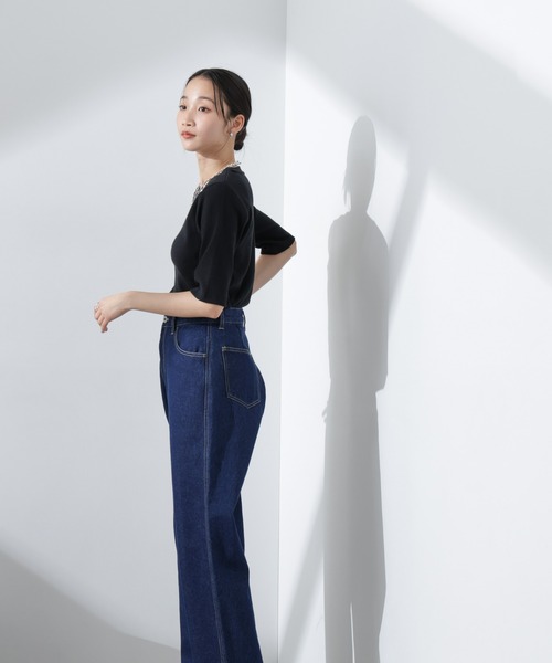 [NANO universe] Denim брюки 38 темный темно-синий женский 