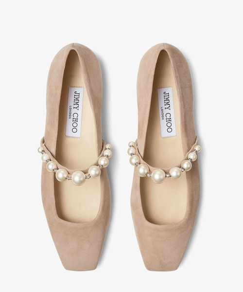 JIMMY CHOO/フラットパンプス/size39/スタッズ/ピンクベージュ 【公式