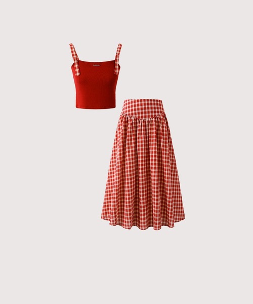 セットアップ High Waist Vichy Style Skirt Set Up レディース
