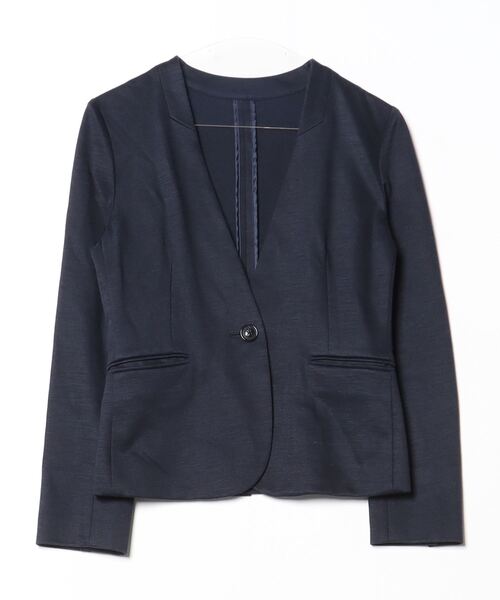 GREEN LABEL RELAXING ノーカラージャケット 38 ネイビー green label relaxing 「green relaxing」 ノーカラージャケット