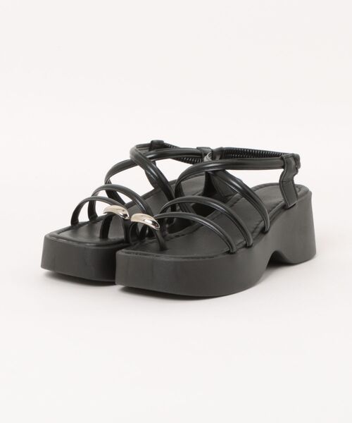 黒 ストラップ付き 厚底サンダル Shoes in Closet（シュークロ） 厚底 サンダル 厚底 プラットフォーム