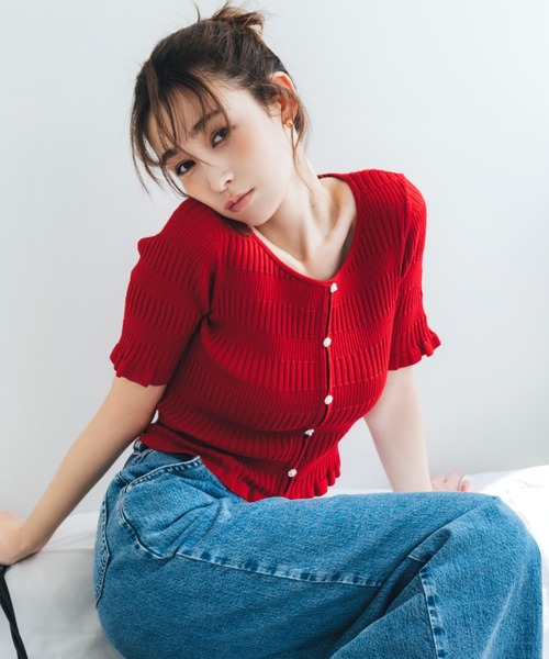 jillbyjillstuart リブニット ジルバイジルスチュアート JILL by JILLSTUART ビジューネック