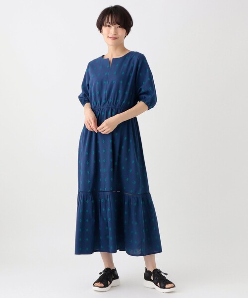 【美品】peu près 　ポップコーンジャカードワンピース 美品】peu près ポップコーンジャカードワンピース