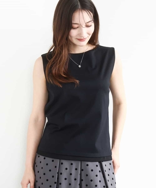 tシャツ シルケットフライス ノースリーブカットソー/接触冷感/洗える レディース