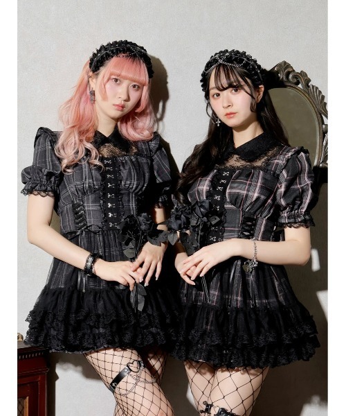 NOEMIE（ノエミー） ワンピース 半袖 レースアップチュールティアード