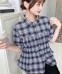 ブラウス シャツ 夏 半袖 シャーリングビスチ...の詳細画像5