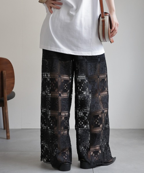 ap retro パンツ パターンレースイージーパンツ レディース : ZOZOTOWN