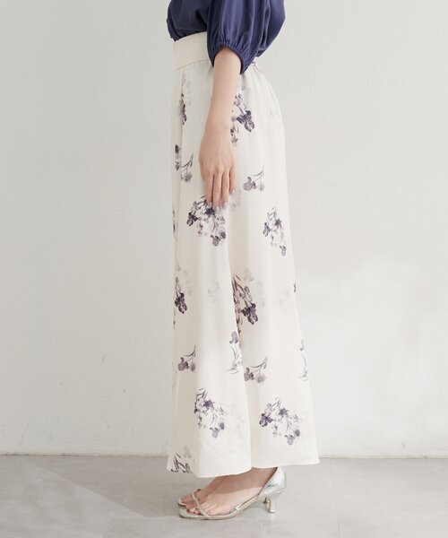 natural couture スカート 長さ変えれる花柄サテンスカート : ZOZOTOWN