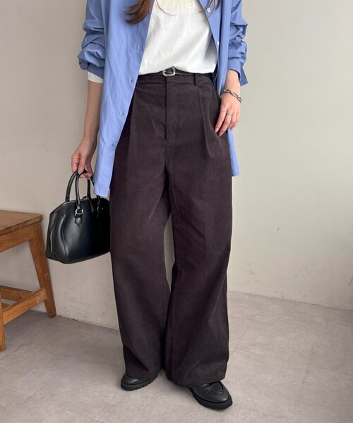 【新品未使用品】ストラ　コーデュロイ　ワイドパンツ Discoat（ディスコート） パンツ コーデュロイワイドパンツ レディース