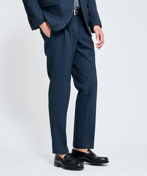 ABAHOUSE パンツ 「セットアップ対応」デニムライク ワンタック