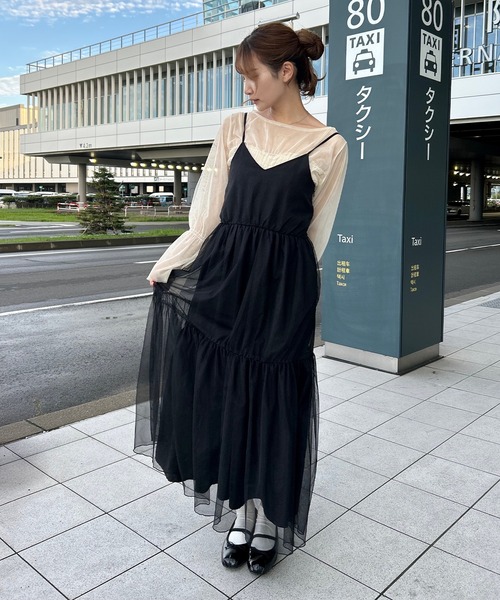 napinna maison ワンピース チュールティアードキャミワンピース