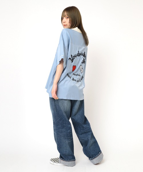 「RNA」 半袖ブラウス MEDIUM サックスブルー レディース_画像9