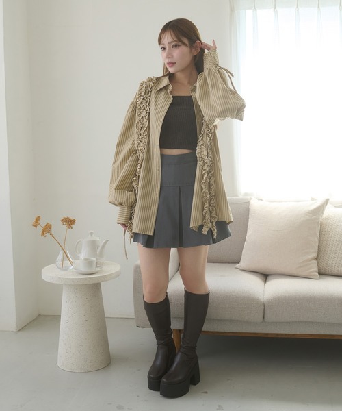 Ambre Neige（アンブルネージュ） ブラウス シャツ stripe flill over