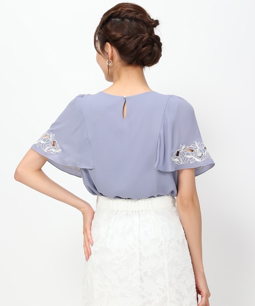 「MISCH MASCH」 半袖ブラウス フリ- ブルー レディース_画像4