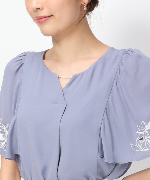 「MISCH MASCH」 半袖ブラウス フリ- ブルー レディース_画像6