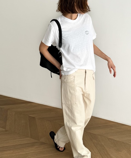 「CANAL JEAN」 半袖Tシャツ ONE SIZE ベージュ レディース_画像2